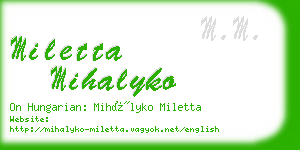miletta mihalyko business card